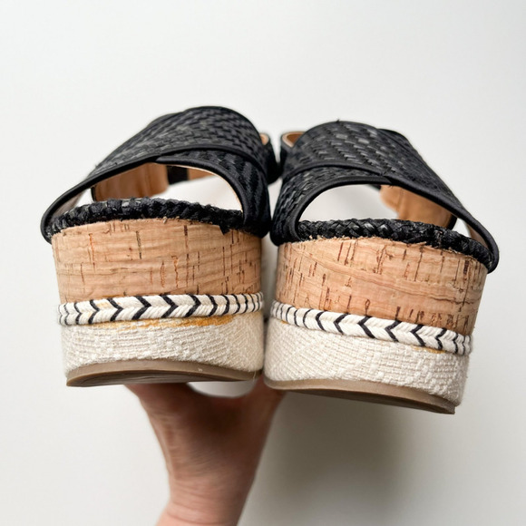 Zara Trafaluc Black Woven Cross Strap Slingback Platform Sandal Womens 36 / US 6 - Picture 7 of 11